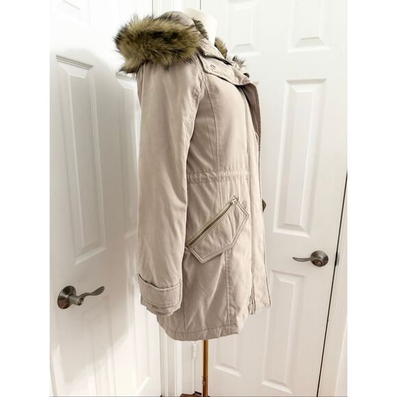 Abercrombie & Fitch Faux Fur Tan Hooded 3 In 1 Multi Wear Ultra Parka Jacket Sma - Picture 3 of 8